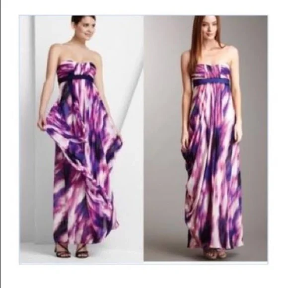 sachin and babi light blue dress BCBGMAXAZRIA Ruffle Trim Gown in Pink